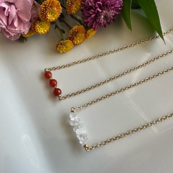 Crystal Quartz and Carnelian Necklace Set - Picture 4 of 6